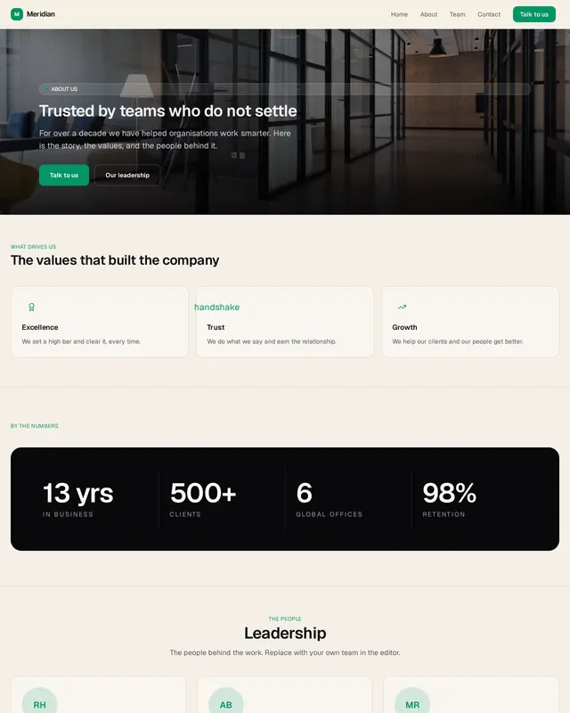 About — Company template preview