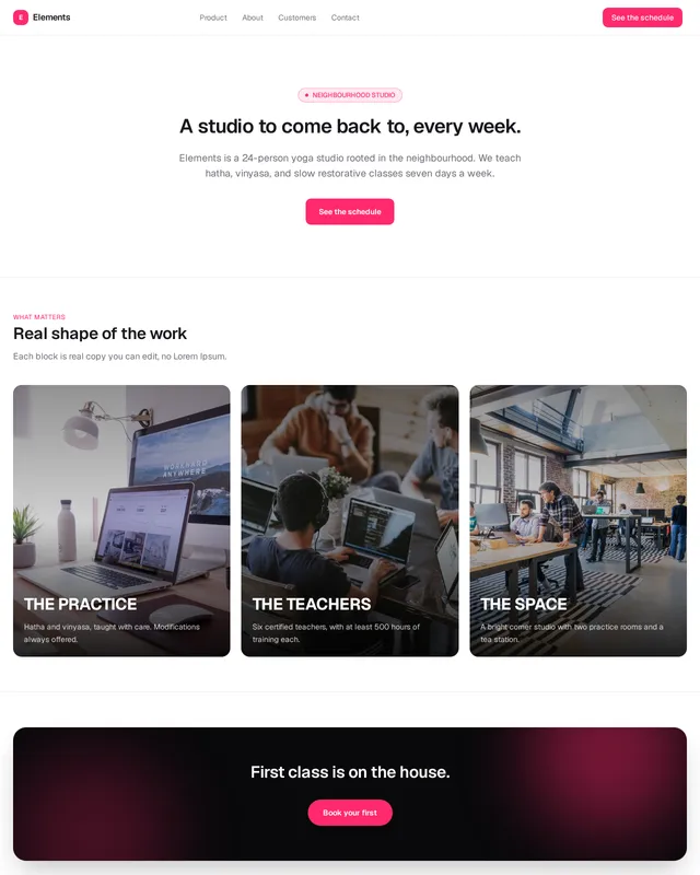Elements — Yoga Studio template preview
