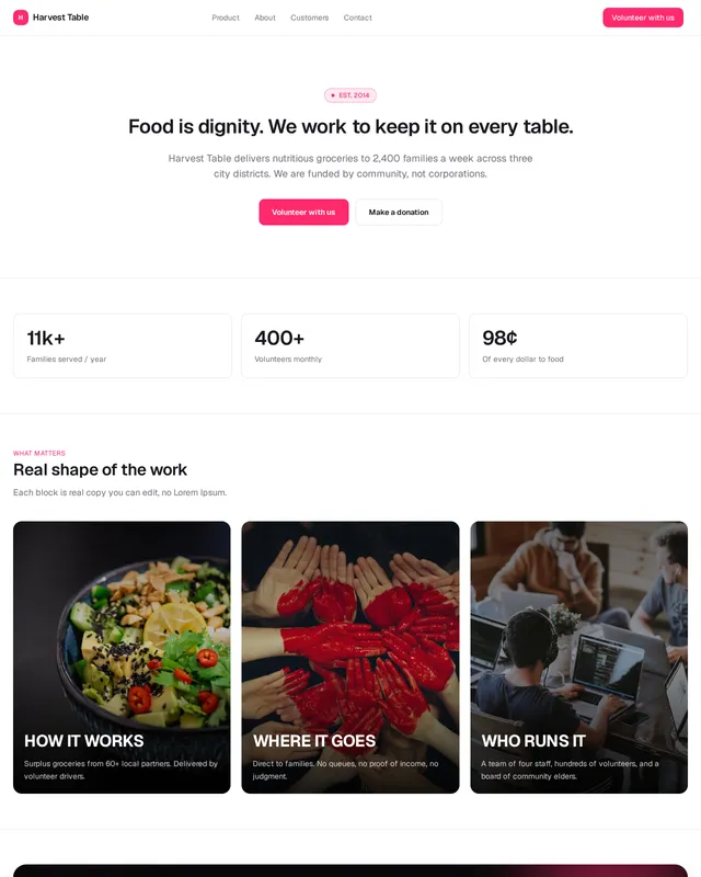 Harvest Table — Food Security Non-Profit template preview