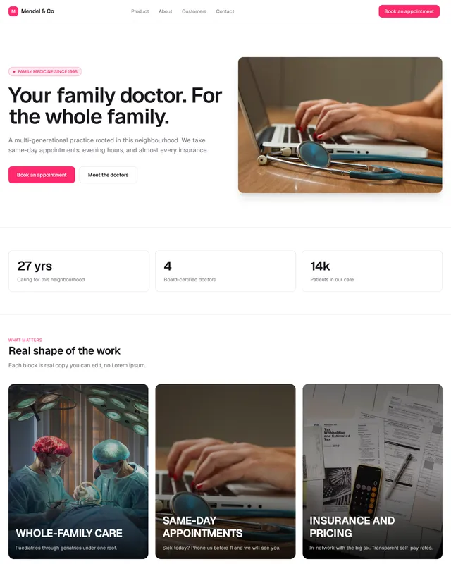 Mendel & Co — Family Practice template preview