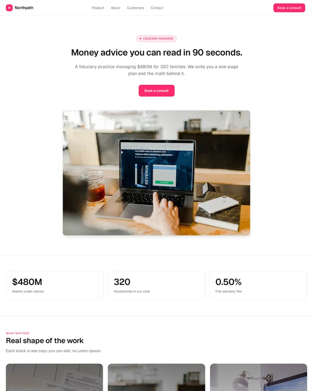 Northpath — Financial Advisors template preview