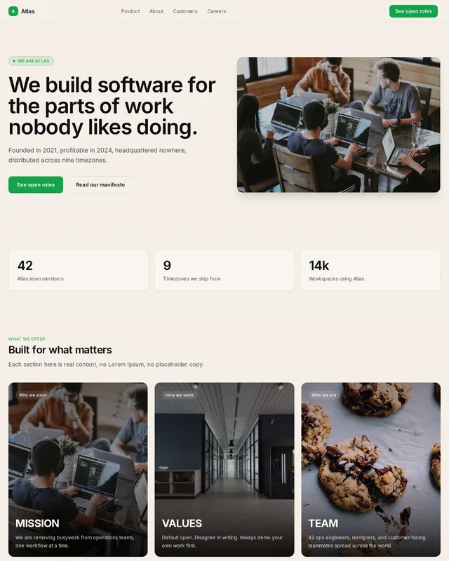 About: SaaS Company template preview